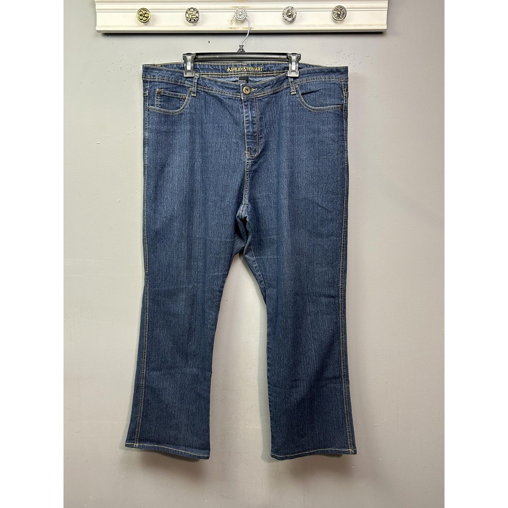 Ashley Stewart Jeans Womens 20 Blue Bootcut Stretch Denim Plus Size 31 Inseam